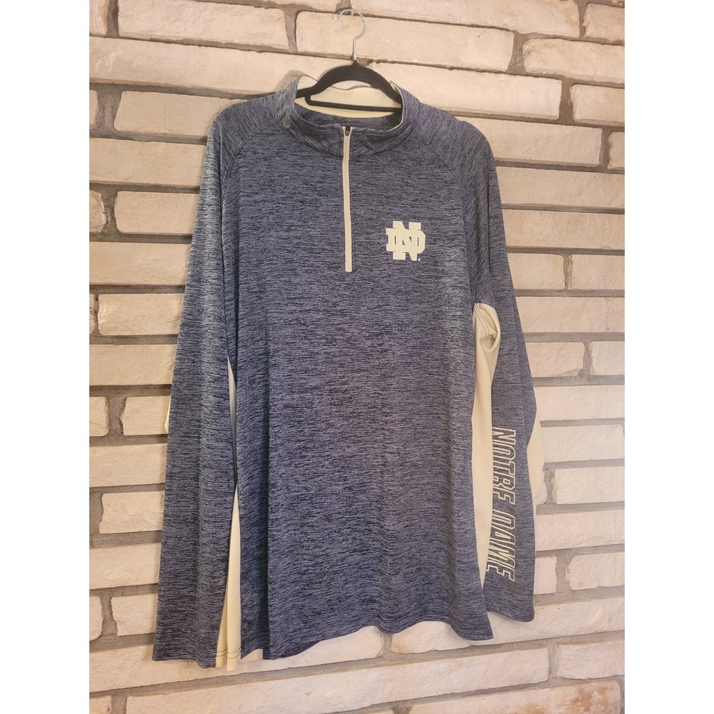 Notre Dame Fighting Irish Long Sleeve 1/4 Zip Pullover Lightweight Mens XXL Gray